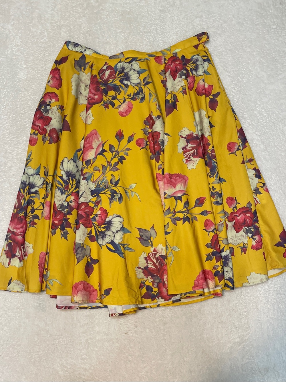Modcloth Vibrant Yellow Floral High Waist Vintage Inspired A Line Mod Skirt L - Picture 13 of 13